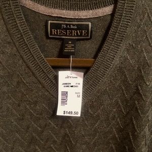 Jos A Bank V Neck Greenish Brown Blend Sweater M